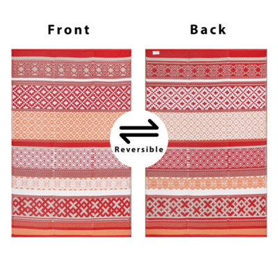 Green Decore 120 x 180 cm Prime Red / Orange Reversible Plastic Camping, Picnic and Garden Outdoor Rug