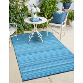 Green Decore 180 x 270 cm Weaver Turquoise Blue / Green Reversible Plastic Camping, Picnic and Garden Outdoor Rug