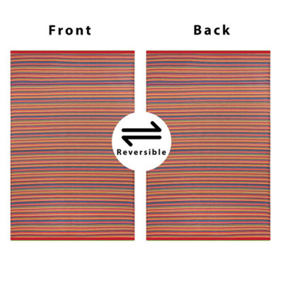 Green Decore 240 x 300 cm Weaver Multi Red Reversible Plastic Camping, Picnic and Garden Outdoor Rug
