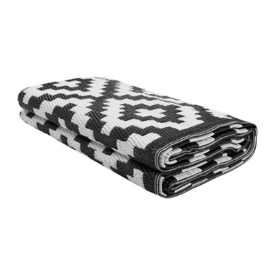 Green Decore 270 x 360 cm Black/White Reversible Plastic Camping, Picnic and Garden Outdoor Rug