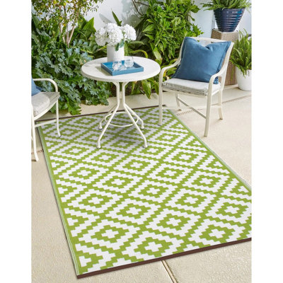 Green Decore Lightweight Reversible Stain Proof Plastic Outdoor Rug ...