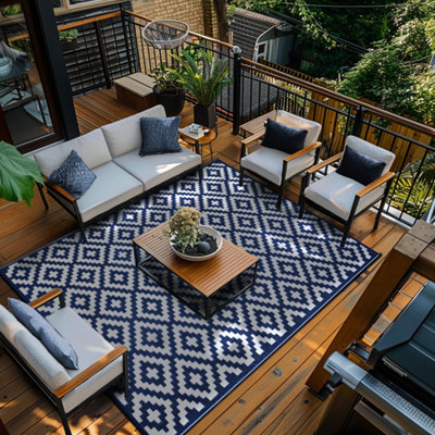 Green Decore Lightweight Reversible Stain Proof Plastic Outdoor Rug ...