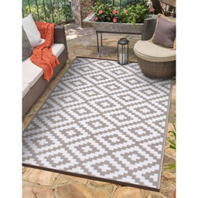 Green Decore Lightweight Reversible Stain Proof Plastic Outdoor Rug  Nirvana, Taupe White, 120cmx180cm (4ftx6ft)