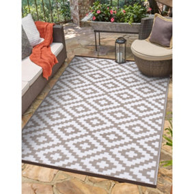 Green Decore Lightweight Reversible Stain Proof Plastic Outdoor Rug  Nirvana, Taupe White, 150cmx240cm (5ftx8ft)