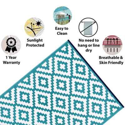 Green Decore Lightweight Reversible Stain Proof Plastic Outdoor Rug ...