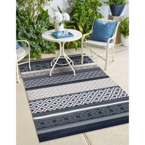 Green Decore Lightweight Reversible Stain Proof Plastic Outdoor Rug  Prime Dark Blue/Taupe 150cmx240cm (5ftx8ft)