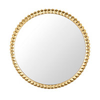 Green Decore Paragon Brass Decorative Wall Mirror For Hallway, Living Room & Dressing Room, Metal Frame, Brass, 61cm Round