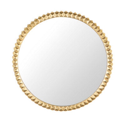 Green Decore Paragon Brass Decorative Wall Mirror For Hallway, Living Room & Dressing Room, Metal Frame, Brass, 61cm Round