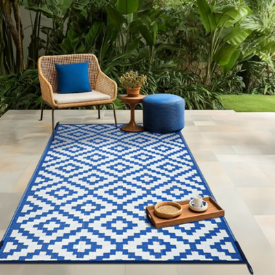 Green Decore Reversible Recycled Plastic Camping and Picnic Rugs Bliss  Bliss Regatta Blue/White 150 x 240 cm