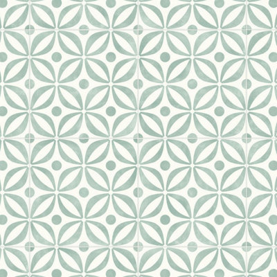 Green Designer Effect Anti Slip Vinyl Sheet Flooring For Kitchen Bathroom Living Room-2m(6'6") X 2m(6'6")-4m²