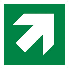 Green DIAGONAL Arrow Fire Exit Sign - Rigid Plastic - 150x150mm (x3)
