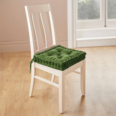 Green Dining Chair Booster Cushion with Cotton Velvet, Spring Back Fill ...