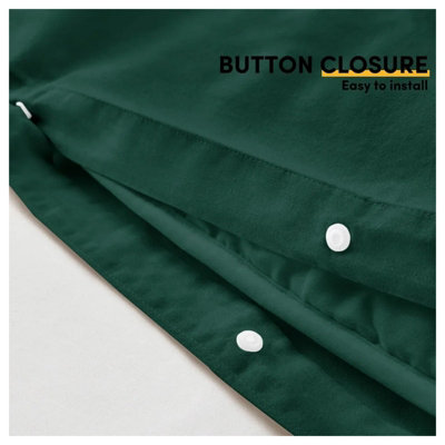 Green Duvet Cover Set Plain Reversible 4PC Duvets Quilts Covers Fitted Sheet & Pillowcases