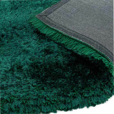 Green Easy to clean Plain Handmade , Luxurious , Modern , Plain , Shaggy , Sparkle Rug for Living Room, Bedroom - 70cm X 140cm