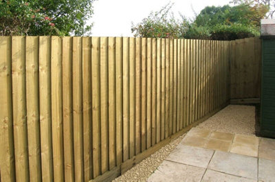 Green Feather Edged Fencing Boards - Pack of 10 (L)120cm/48inches x (W)150mm/6inches x (T)11mm Pressure Treated - 5