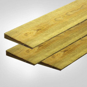 Green Feather Edged Fencing Boards - Pack of 10 (L)150cm/60inches x (W)150mm/6inches x (T)11mm Pressure Treated