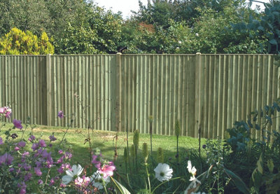 Green Feather Edged Fencing Boards - Pack of 10 (L)165cm/65inches x (W)125mm/5inches x (T)11mm Pressure Treated