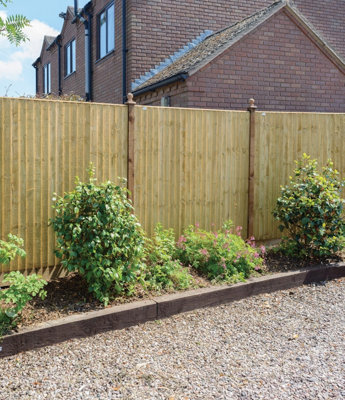 Green Feather Edged Fencing Boards - Pack of 10 (L)165cm/65inches x (W)125mm/5inches x (T)11mm Pressure Treated