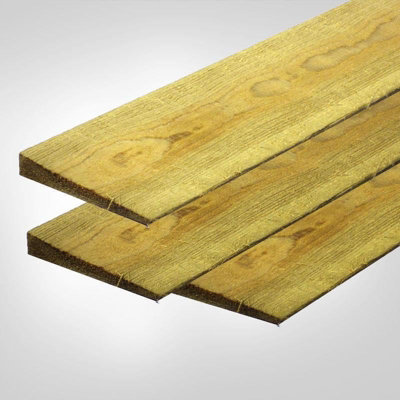 Green Feather Edged Fencing Boards - Pack of 10 (L)180cm/72inches x (W)150mm/6inches x (T)11mm Pressure Treated