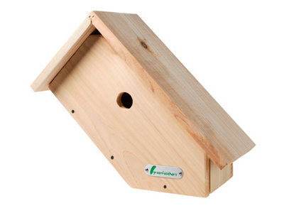 Green Feathers Handmade Wooden Side View Bird Box - H37.5 x W20 x L17 cm