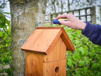 Green Feathers Large Handmade Wooden Bird Box - H47 xW25 x L19 cm