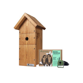 Green Feathers WiFi Full HD Camera and Large Wooden Bird Box Starter Pack