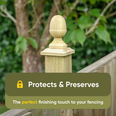 Green Fence Post Cap & Acorn Finial 100 x 100mm - Fits 3 x 3" Square Posts (FREE DELIVERY) - 3