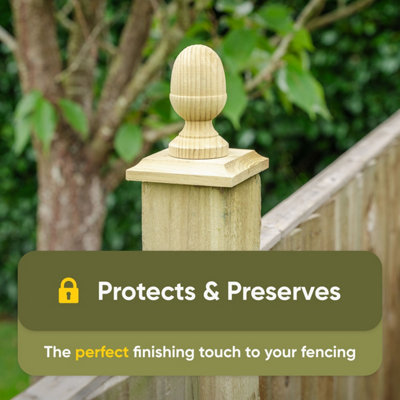 Green Fence Post Cap & Acorn Finial 120 x 120mm - Fits 4 x 4" Square Posts (FREE DELIVERY) - 3