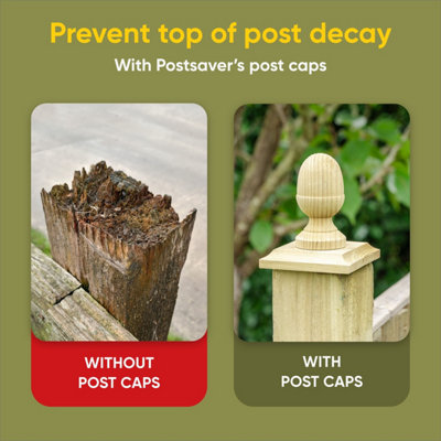 Green Fence Post Cap & Acorn Finial 120 x 120mm - Fits 4 x 4" Square Posts (FREE DELIVERY) - 4