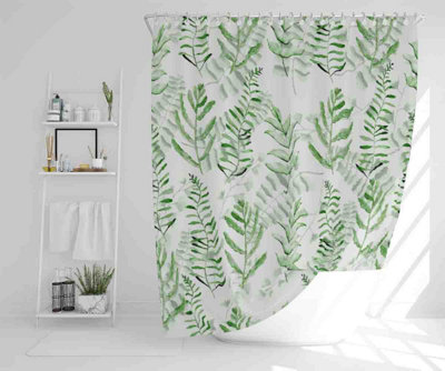 Green Fern Watercolour Shower Curtain / Default Title