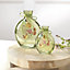 Green Floral Pattern Decorative Bottle with Bow And Leaf Charm (H) 11 cm