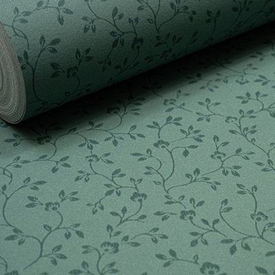 Green Floral Wallpaper Smooth Finish Feature Paste The Wall Lounge Bedroom