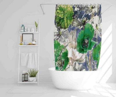 Green Flowers (Shower Curtain) / Default Title