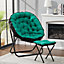 Green Folding Metallic Base Moon Chair with Footstool