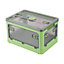 Green Folding Stackable Wardrobe Storage Bin Double Door Collapsible Storage Box Cupboard Tabletop Organizer 68L