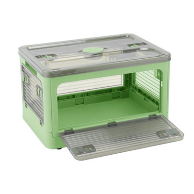 Green Folding Stackable Wardrobe Storage Bin Double Door Collapsible Storage Box Cupboard Tabletop Organizer 94L
