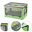 Green Folding Stackable Wardrobe Storage Bin Double Door Collapsible Storage Box Cupboard Tabletop Organizer 94L