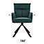 Green Frosted Velvet Upholstered Swivel Armchair Lounge Chair with Metal Legs