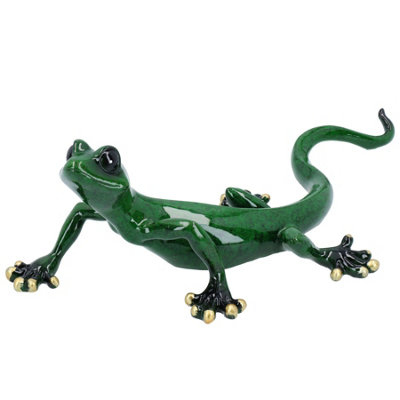 Green Gecko Lizard Resin Wall Shed Sculpture Statue Ornament House ...