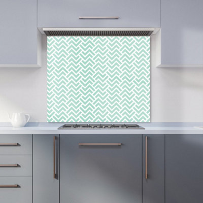 Green Geometric Pattern Premium Glass Kitchen Splashback W700mm x H750mm