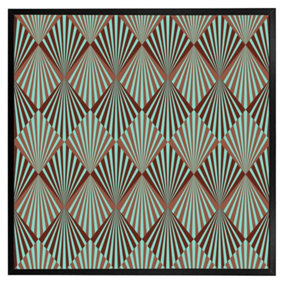 Green geometric rays (Picutre Frame) / 30x30" / Brown
