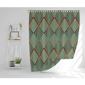Green Geometric Rays (Shower Curtain) / Default Title