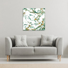 Green & Golden Marble (Canvas Print) / 101 x 101 x 4cm