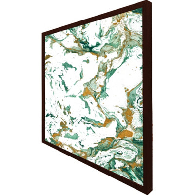Green & golden marble (Picutre Frame) / 16x16" / White
