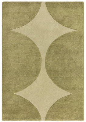 Green Handmade Abstract 6-8mm Thick Stain-Resistant Rug For Bedroom,, Dining Room, Easy to Clean Wool Rug-200cm X 290cm