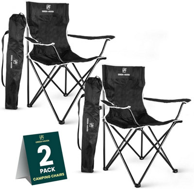 Green Haven 2x Folding Camping Chair Lightweight Portable Outdoor Chair with Cup Holder, Armrests & Steel Frame Compact & Comfy