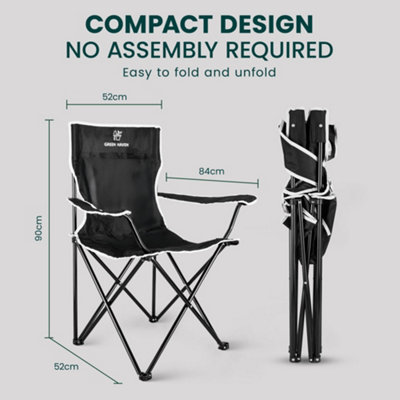 Green Haven 2x Folding Camping Chair Lightweight Portable Outdoor Chair with Cup Holder, Armrests & Steel Frame Compact & Comfy