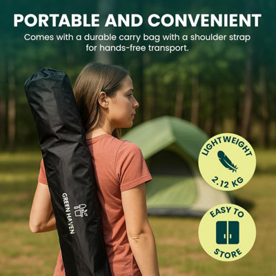 Green Haven 2x Folding Camping Chair Lightweight Portable Outdoor Chair with Cup Holder, Armrests & Steel Frame Compact & Comfy