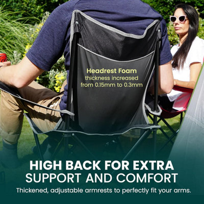 Green Haven 2x Folding Camping Chair Lightweight Portable Outdoor Chair with Cup Holder, Armrests & Steel Frame Compact & Comfy