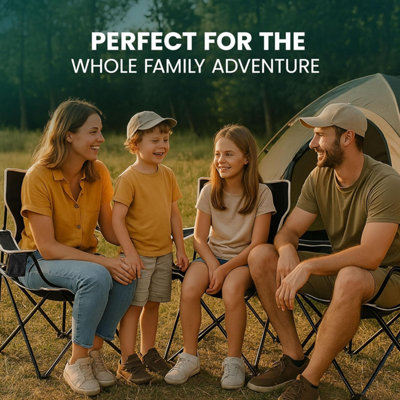 Green Haven 2x Folding Camping Chair Lightweight Portable Outdoor Chair with Cup Holder, Armrests & Steel Frame Compact & Comfy